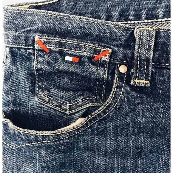 TOMMY HILFIGER Jeans Womens 36X24 Hipster Boot Whiskered Blue Stretch Cropped - Picture 10 of 16